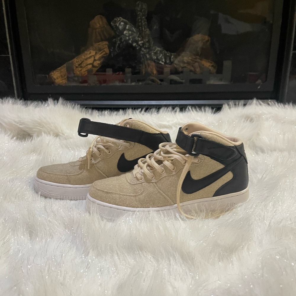 Nike Beige and Black High-Top Sneakers